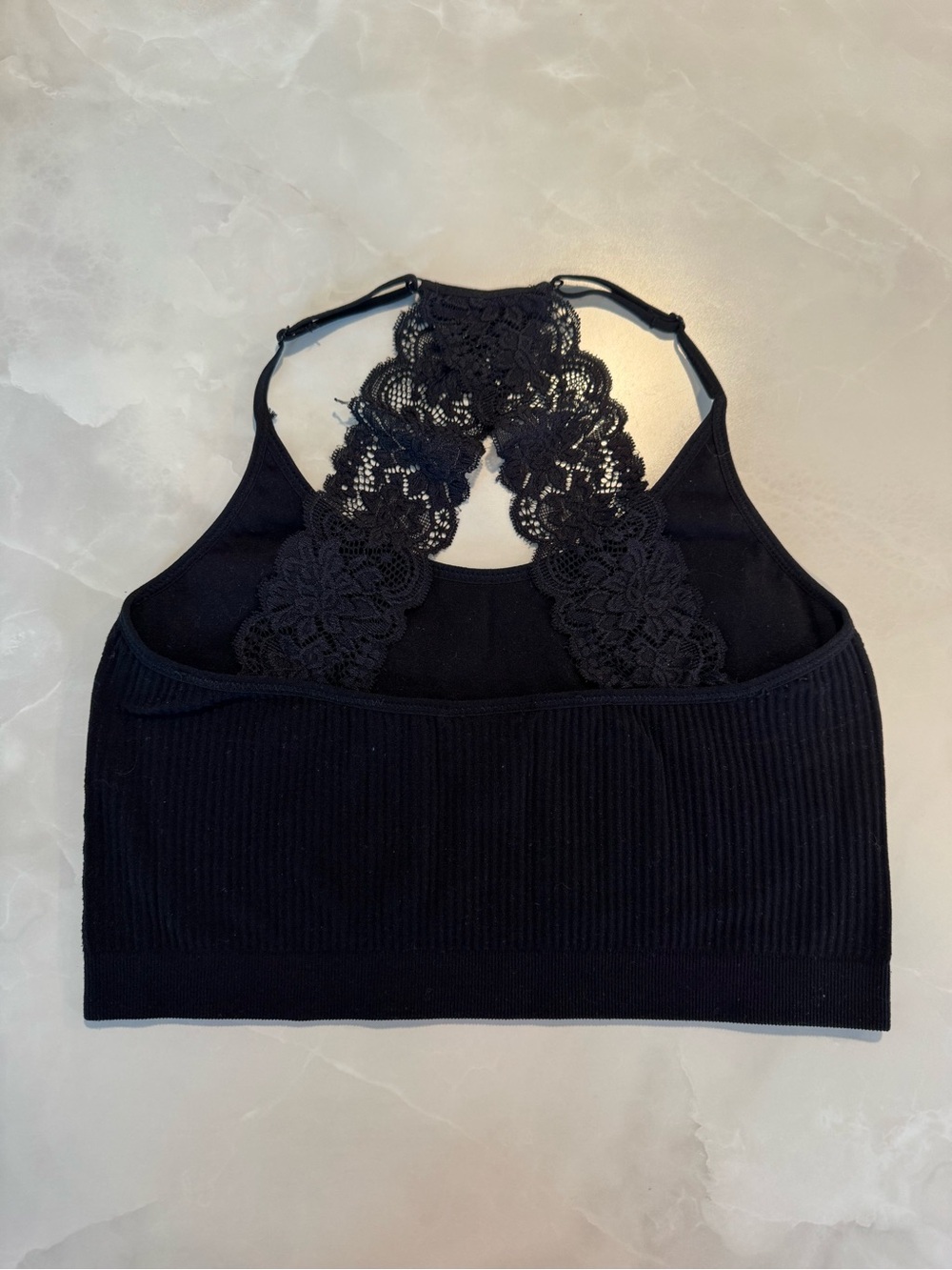 Daytrip Black Lace Back Ribbed Bralette